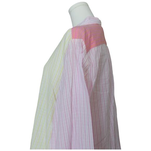 Xirena Beau Soleil Button Down Shirt Pink Yellow Size L - Picture 8 of 14